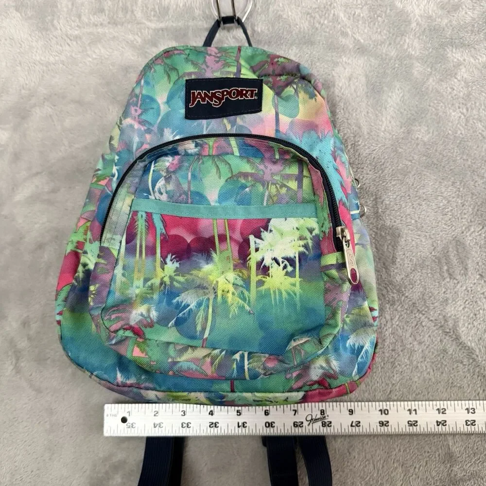 JanSport Half Pint Mini Backpack Palm Tree Tropical Print Adjustable Straps